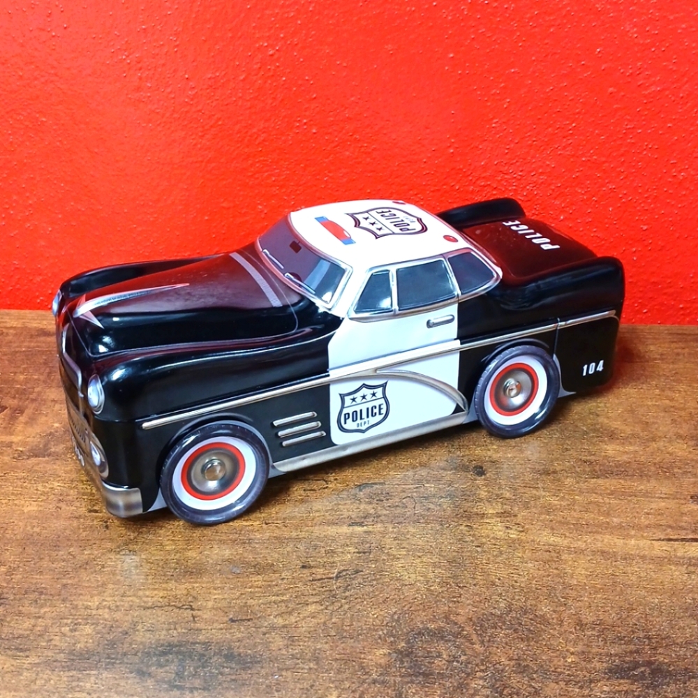 The Silver Crane Company Limited Retro Styled Black Police Car Tin, 10.5" x 5"